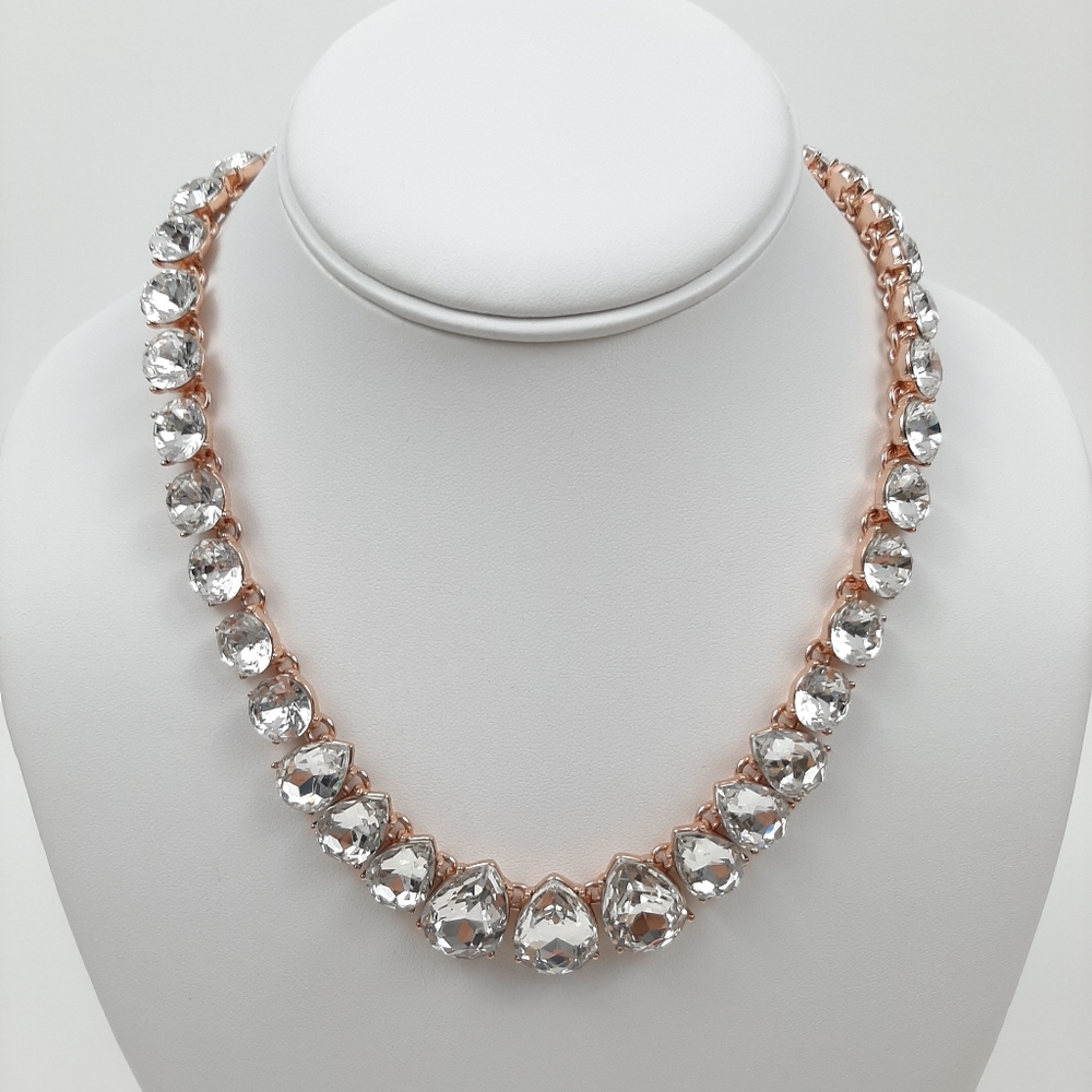 Charter Club Faux Tear Drop Diamond Rose Gold Tone Necklace